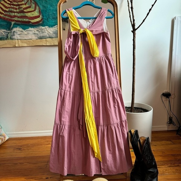 Rachel Antonoff Lilac Yellow Tie Wrap Midi Maxi Size 4 - Picture 5 of 5